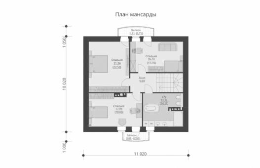 Одноэтажный дом с мансардой и террасой