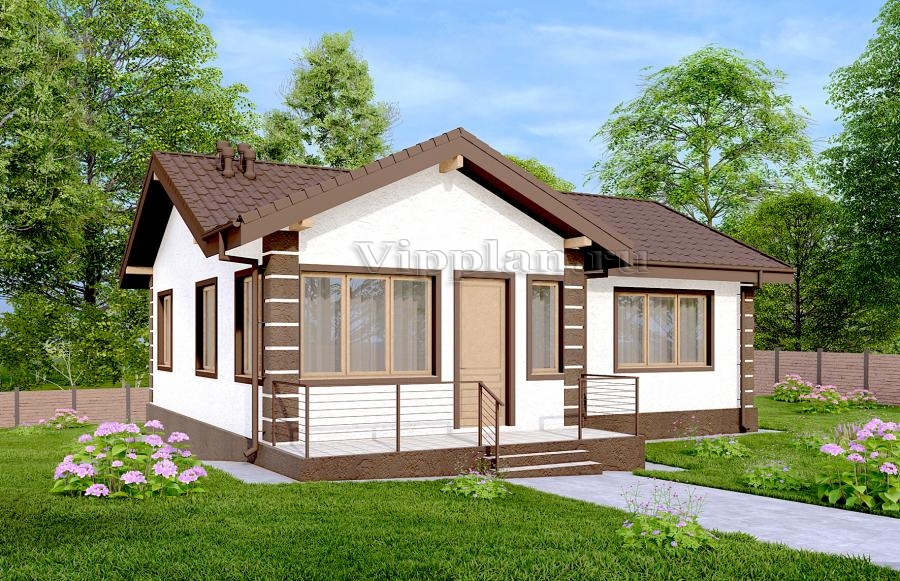 Одноэтажный дом с двумя спальнями и гостиной